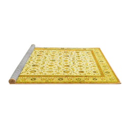 Sideview of Machine Washable Persian Yellow Traditional Rug, wshtr4776yw