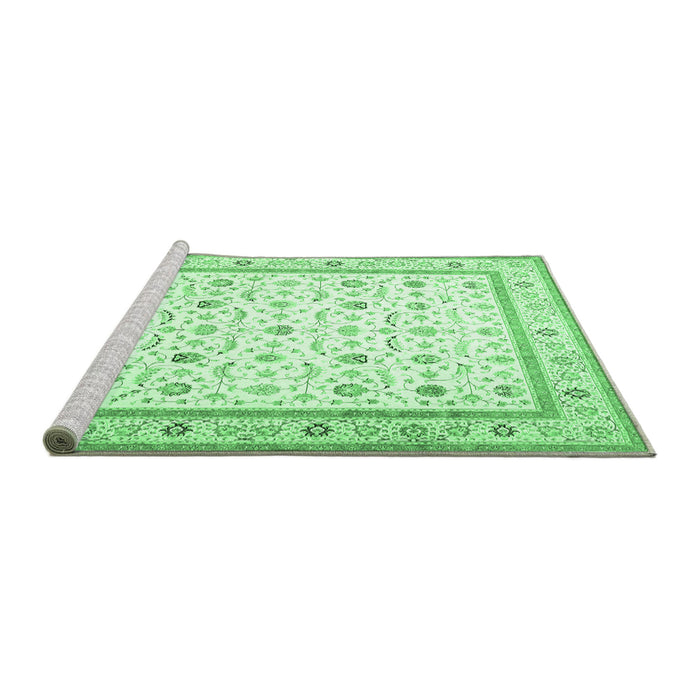 Sideview of Machine Washable Persian Emerald Green Traditional Area Rugs, wshtr4776emgrn