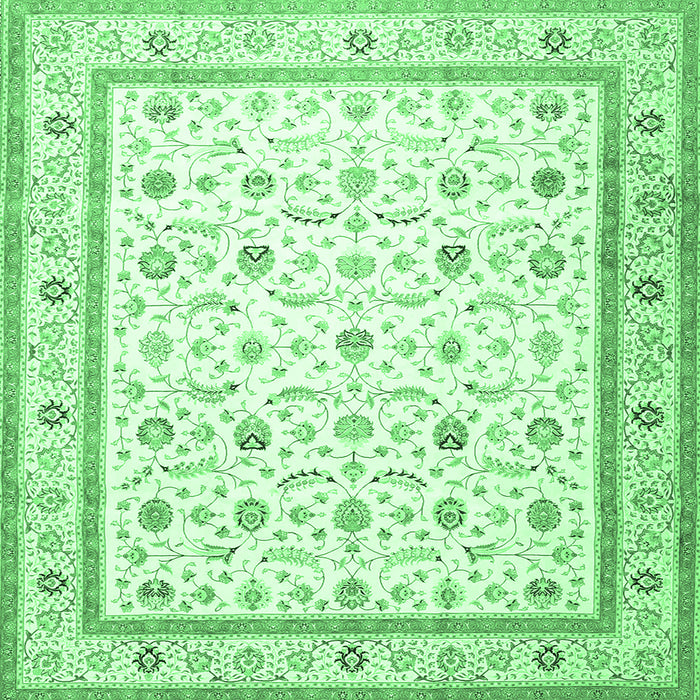 Square Persian Emerald Green Traditional Rug, tr4776emgrn