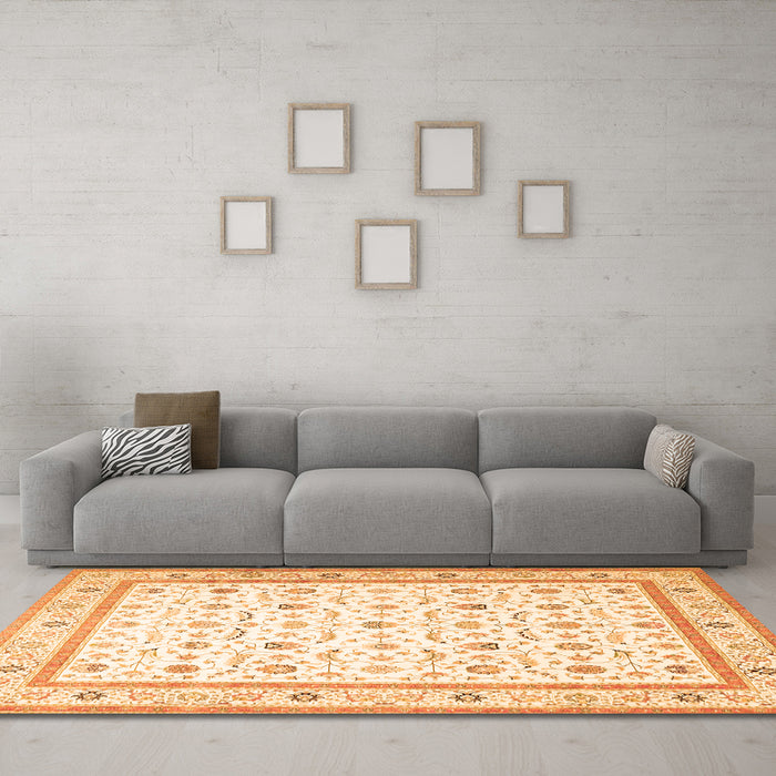 Machine Washable Persian Orange Traditional Area Rugs in a Living Room, wshtr4776org