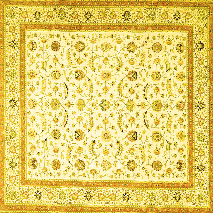 Square Machine Washable Persian Yellow Traditional Rug, wshtr4776yw
