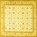 Square Machine Washable Persian Yellow Traditional Rug, wshtr4776yw