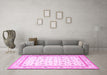 Machine Washable Persian Pink Traditional Rug in a Living Room, wshtr4776pnk