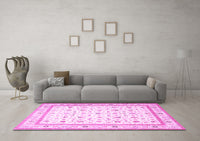 Machine Washable Persian Pink Traditional Rug, wshtr4776pnk