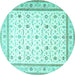 Round Persian Turquoise Traditional Rug, tr4776turq