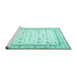 Sideview of Machine Washable Persian Turquoise Traditional Area Rugs, wshtr4776turq