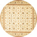 Round Persian Brown Traditional Rug, tr4776brn