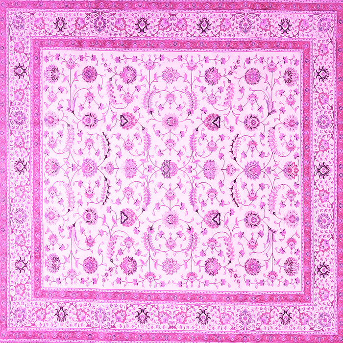 Square Machine Washable Persian Pink Traditional Rug, wshtr4776pnk