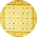 Round Persian Yellow Traditional Rug, tr4776yw