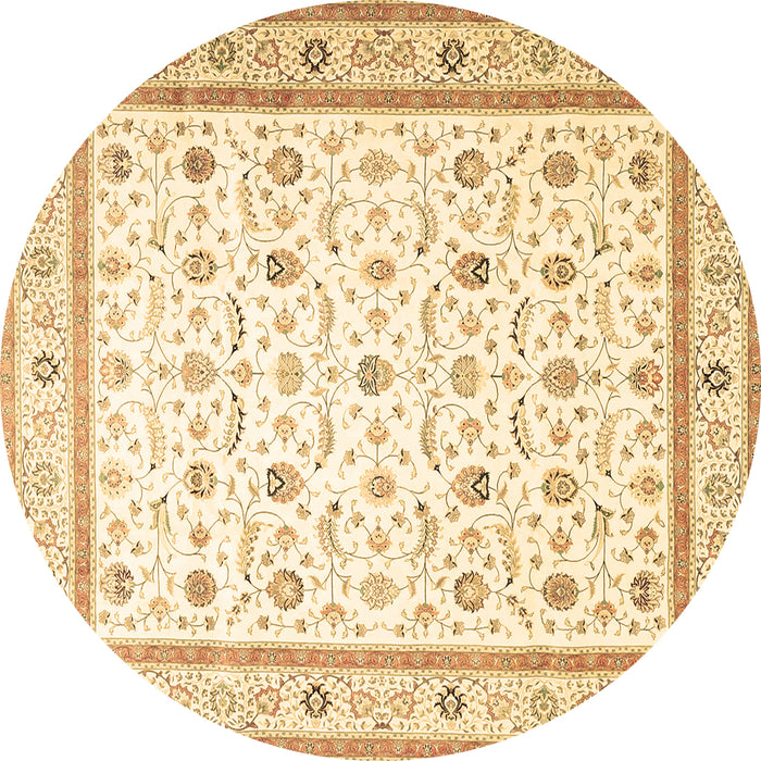 Round Machine Washable Persian Brown Traditional Rug, wshtr4776brn