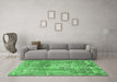 Machine Washable Persian Emerald Green Traditional Area Rugs in a Living Room,, wshtr4777emgrn