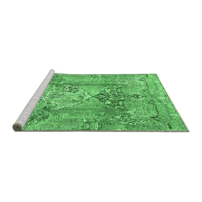 Sideview of Machine Washable Persian Emerald Green Traditional Area Rugs, wshtr4777emgrn