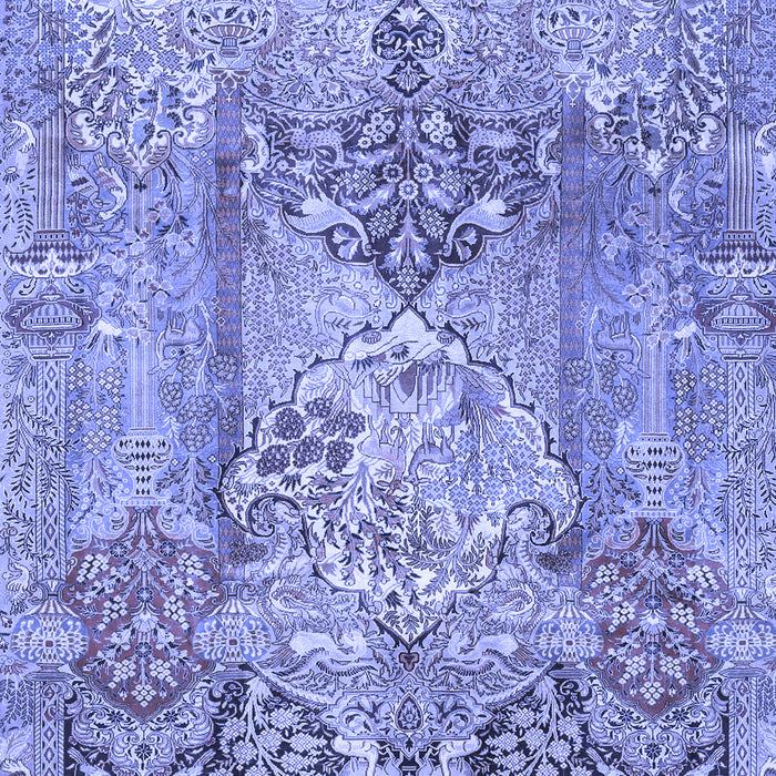 Machine Washable Persian Blue Traditional Rug, wshtr4777blu