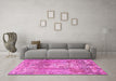 Machine Washable Persian Pink Traditional Rug in a Living Room, wshtr4777pnk