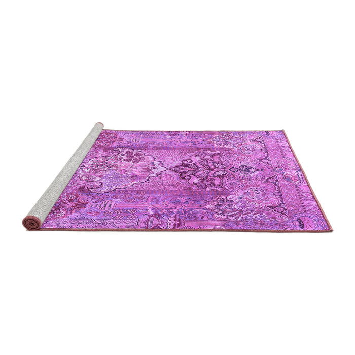 Sideview of Machine Washable Persian Purple Traditional Area Rugs, wshtr4777pur