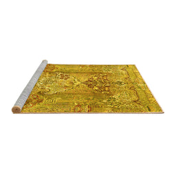 Sideview of Machine Washable Persian Yellow Traditional Rug, wshtr4777yw