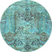 Round Persian Light Blue Traditional Rug, tr4777lblu