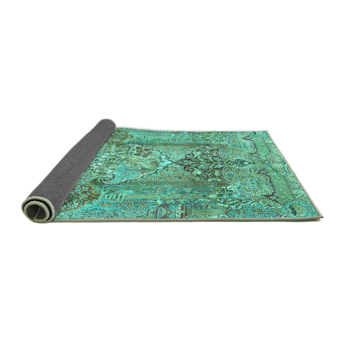 Sideview of Persian Turquoise Traditional Rug, tr4777turq