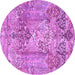 Round Persian Purple Traditional Rug, tr4777pur