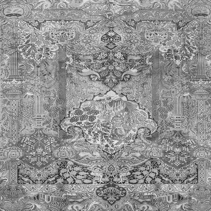 Round Machine Washable Persian Gray Traditional Rug, wshtr4777gry