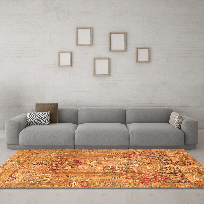 Machine Washable Persian Orange Traditional Area Rugs in a Living Room, wshtr4777org