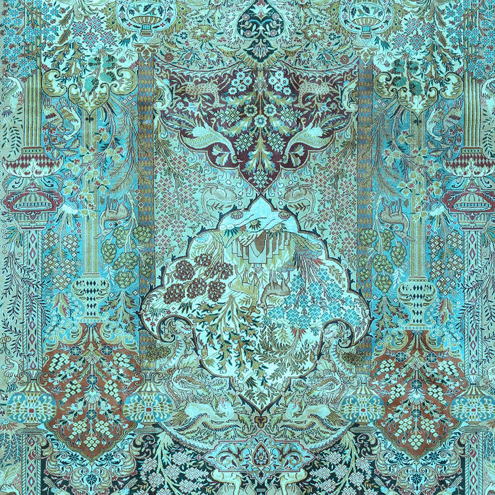 Machine Washable Persian Light Blue Traditional Rug, wshtr4777lblu