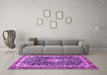 Machine Washable Medallion Purple Traditional Area Rugs in a Living Room, wshtr4778pur