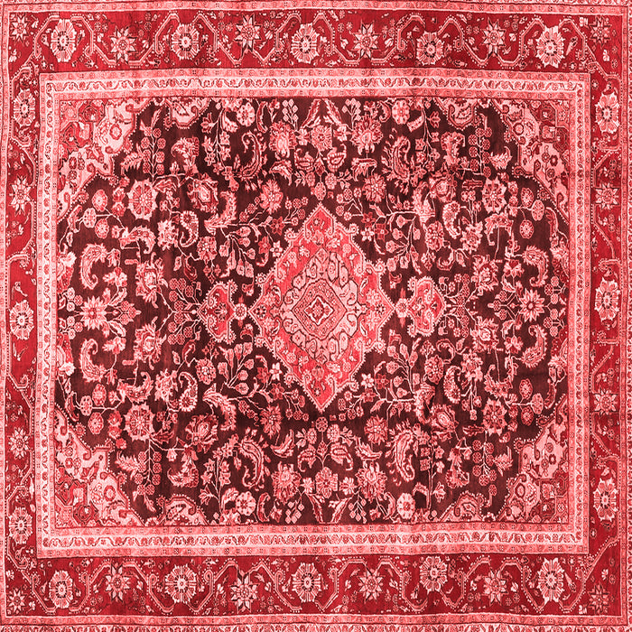 Machine Washable Medallion Red Traditional Rug, wshtr4778red