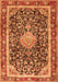 Serging Thickness of Machine Washable Medallion Orange Traditional Area Rugs, wshtr4778org