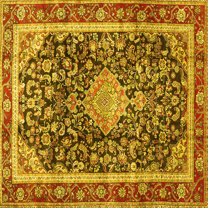 Square Medallion Yellow Traditional Rug, tr4778yw