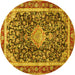 Round Medallion Yellow Traditional Rug, tr4778yw