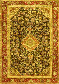 Medallion Yellow Traditional Rug, tr4778yw