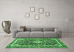 Machine Washable Medallion Emerald Green Traditional Area Rugs in a Living Room,, wshtr4778emgrn