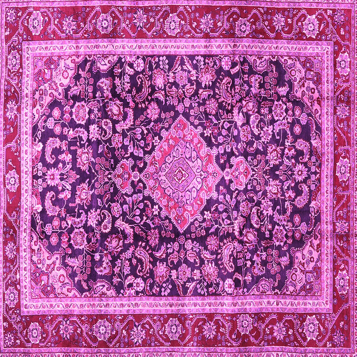 Square Machine Washable Medallion Pink Traditional Rug, wshtr4778pnk