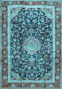 Medallion Light Blue Traditional Rug, tr4778lblu