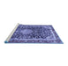 Sideview of Machine Washable Medallion Blue Traditional Rug, wshtr4778blu