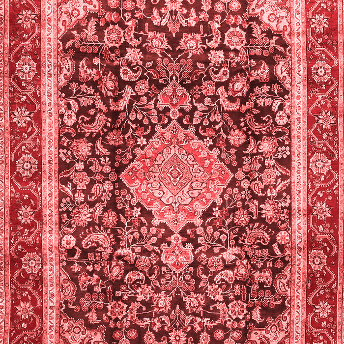 Machine Washable Medallion Red Traditional Rug, wshtr4778red