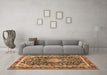 Machine Washable Medallion Brown Traditional Rug in a Living Room,, wshtr4778brn