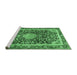 Sideview of Machine Washable Medallion Emerald Green Traditional Area Rugs, wshtr4778emgrn