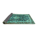 Sideview of Medallion Turquoise Traditional Rug, tr4778turq