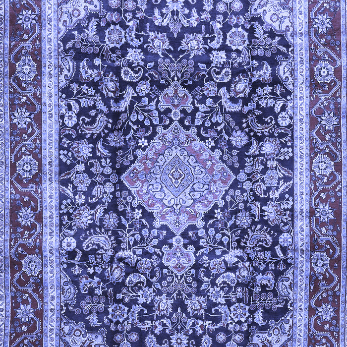 Machine Washable Medallion Blue Traditional Rug, wshtr4778blu