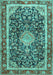 Machine Washable Medallion Turquoise Traditional Area Rugs, wshtr4778turq