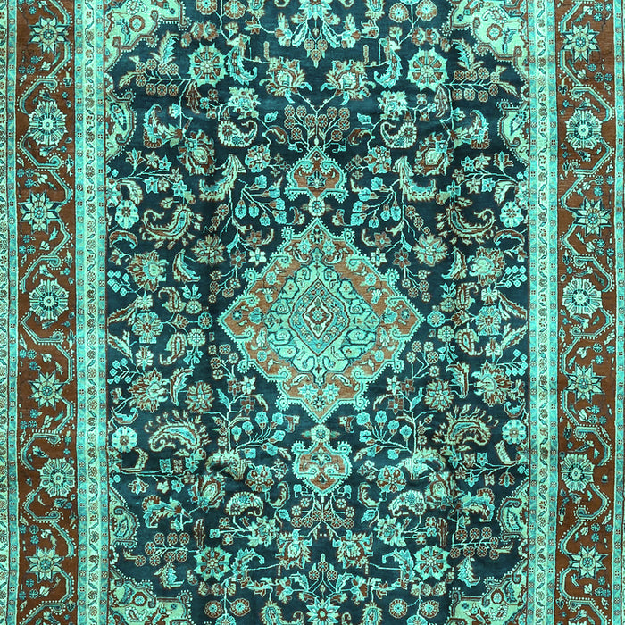 Machine Washable Medallion Turquoise Traditional Area Rugs, wshtr4778turq