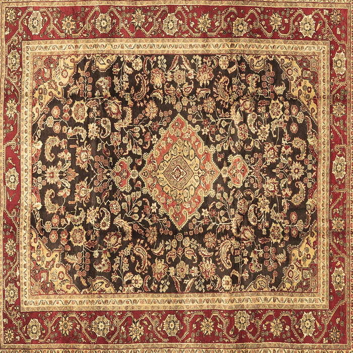 Square Machine Washable Medallion Brown Traditional Rug, wshtr4778brn