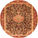 Machine Washable Medallion Orange Traditional Area Rugs, wshtr4778org