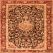 Serging Thickness of Medallion Orange Traditional Rug, tr4778org