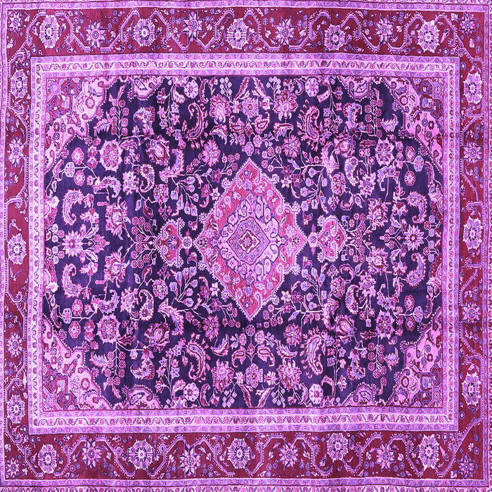 Square Machine Washable Medallion Purple Traditional Area Rugs, wshtr4778pur