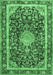 Machine Washable Medallion Emerald Green Traditional Area Rugs, wshtr4778emgrn