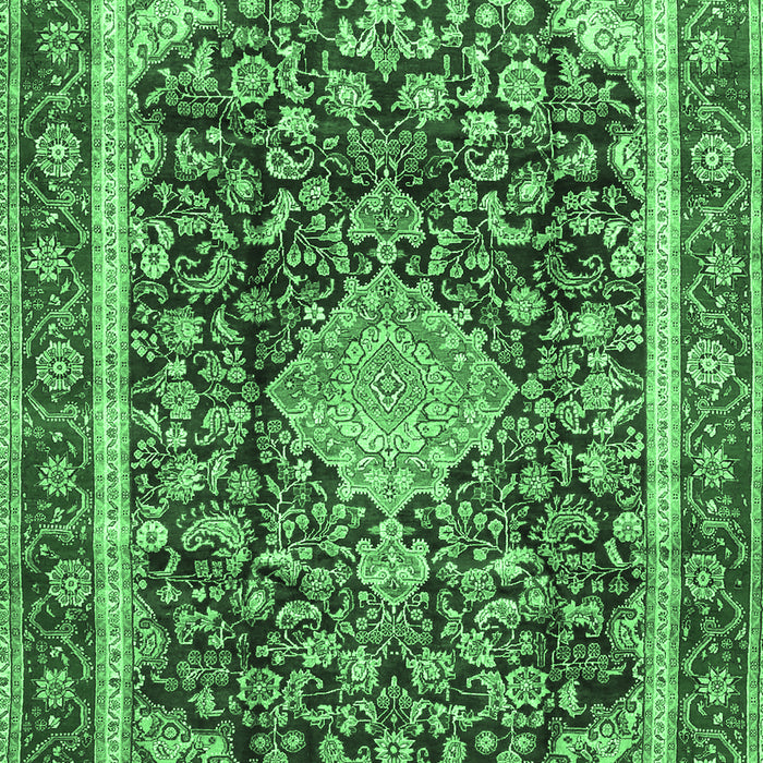 Machine Washable Medallion Emerald Green Traditional Area Rugs, wshtr4778emgrn