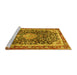 Sideview of Machine Washable Medallion Yellow Traditional Rug, wshtr4778yw